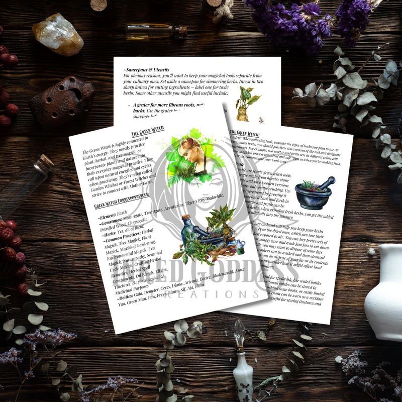 Load image into Gallery viewer, Green Witch Book of Shadows Pages Set - PDF Printables
