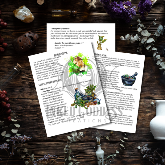 Green Witch Book of Shadows Pages Set - PDF Printables