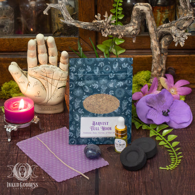 Harvest Full Moon Ritual Kit for September 9 in Pisces- DIY Beeswax Candle