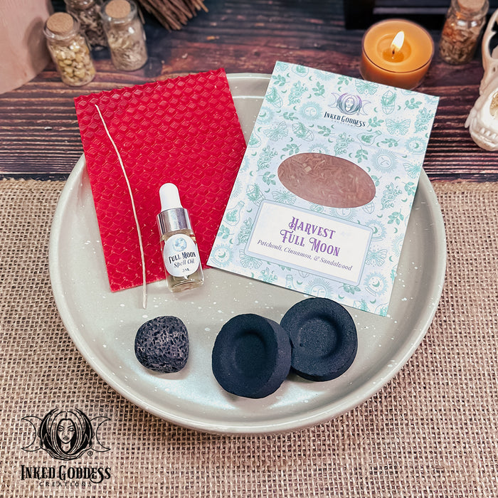 Harvest Full Moon Ritual Kit for September 29 Aries Full Moon- DIY Beeswax Candle