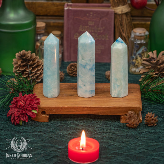 Hemimorphite Mini Gemstone Tower for High Vibe Empathy