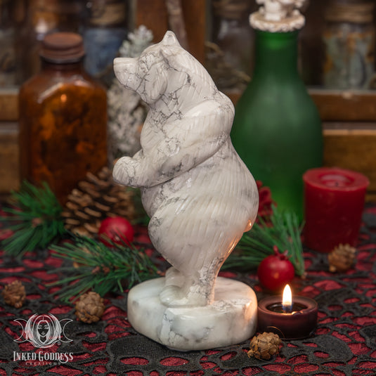 Howlite Carved Large Standing Bear for Courage