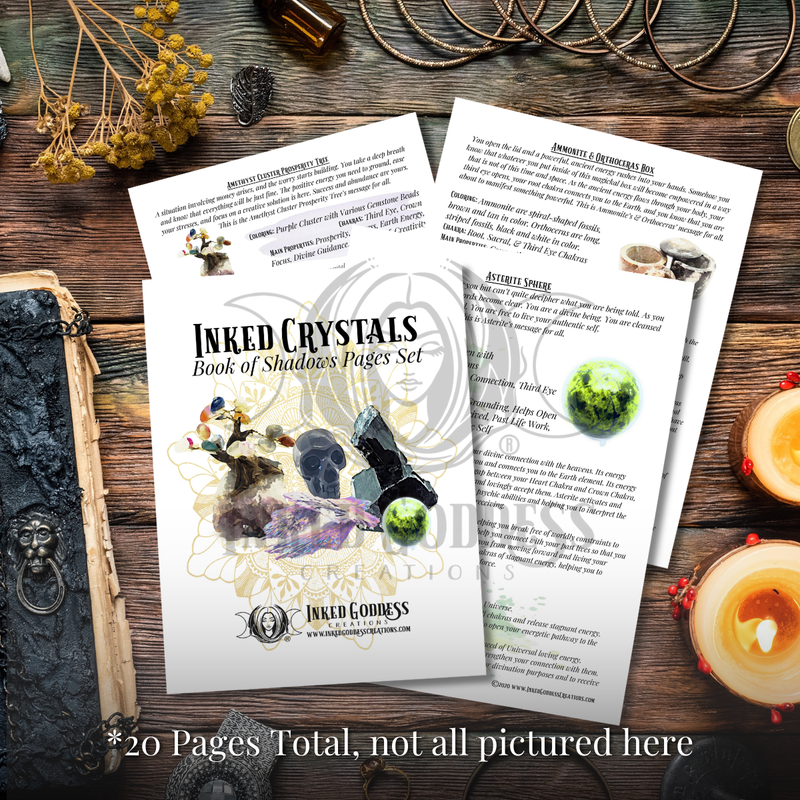 Load image into Gallery viewer, Inked Crystals Book of Shadows Pages Set - PDF Printables

