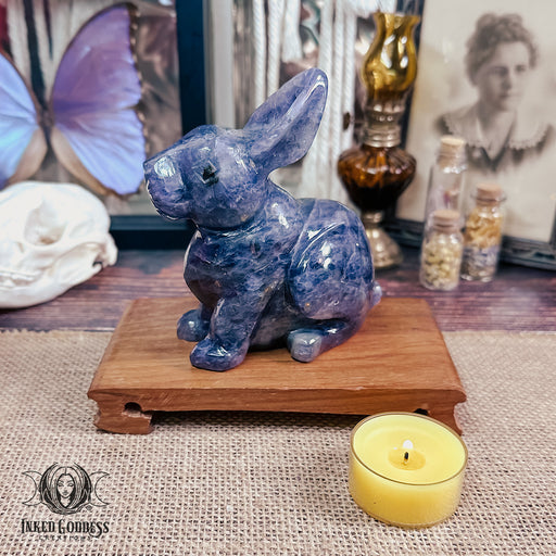 Iolite with Sunstone Gemstone Carved Rabbit for New Beginnings