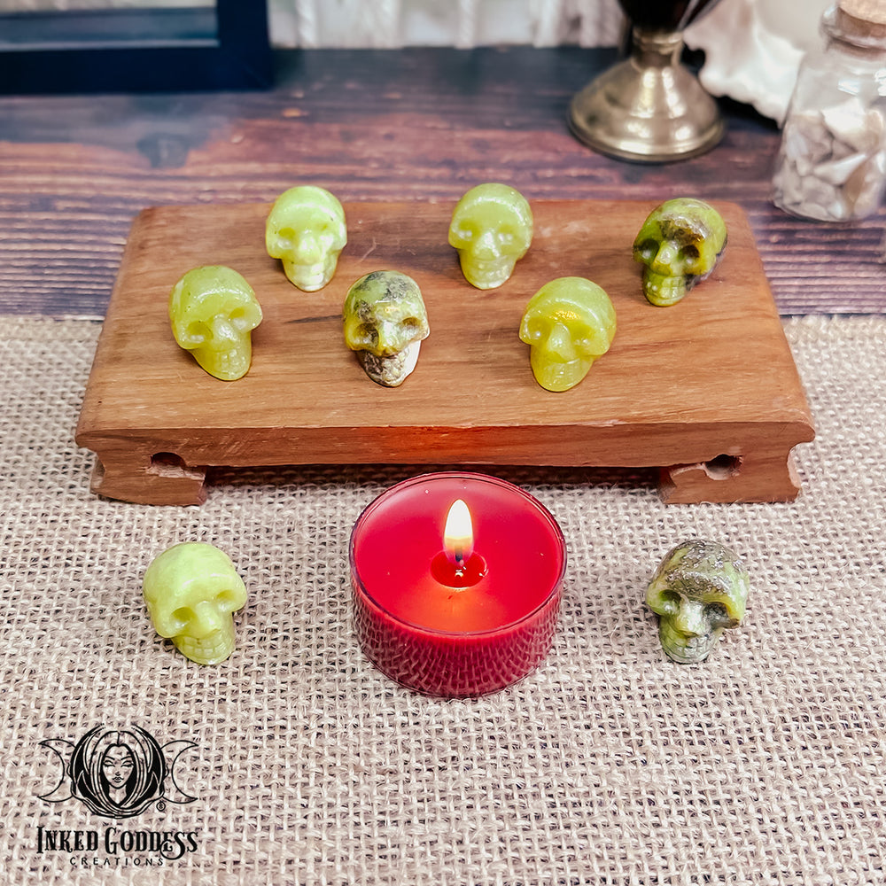 Mini Jade Gemstone Skull Carving for Peace and Tranquility
