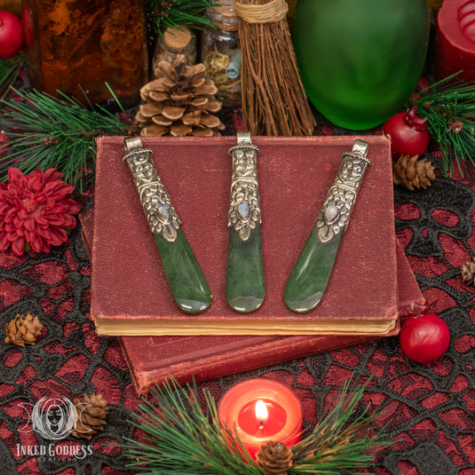 Jade Paddle with Rainbow Moonstone Tibetan Necklace for Healing Peace