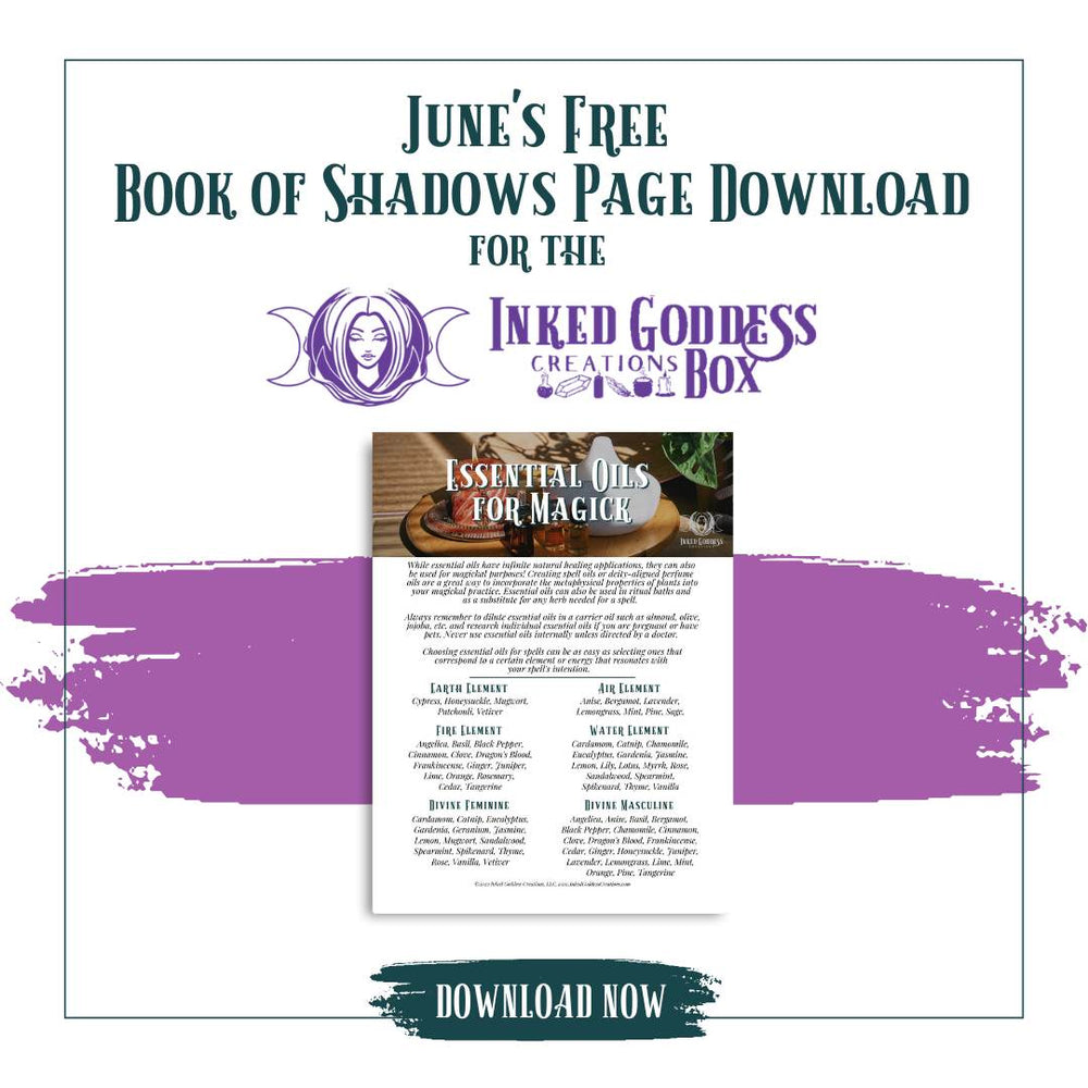Essential Oils Free Book of Shadows Page- Inked Goddess Creations Box - Inked Goddess Creations