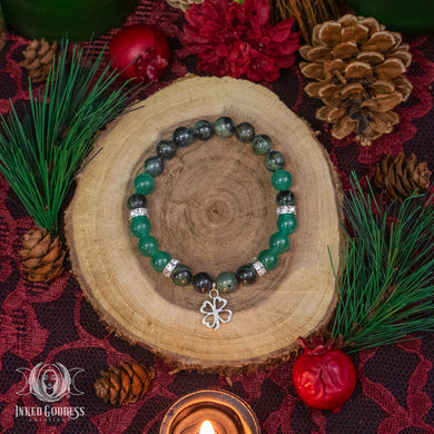 Kambaba Jasper and Aventurine Clover Bracelet for Good Luck