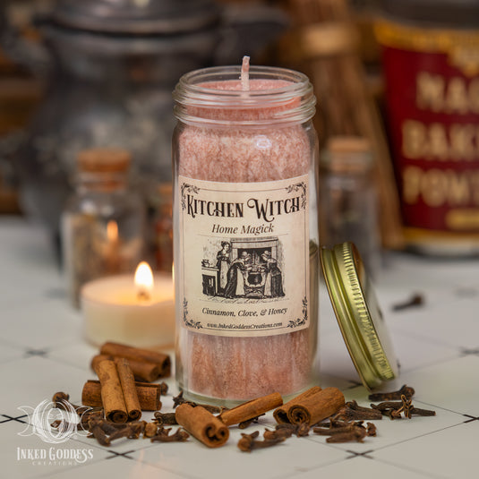 Kitchen Witch Mini Jar Candle for Home Magick