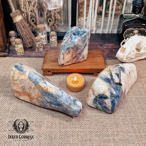 Kyanite in Quartz Polished Freeform for Spirit Guide Connection