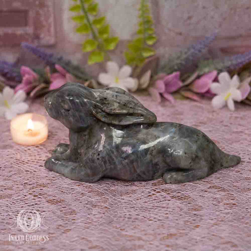Load image into Gallery viewer, Labradorite Rabbit for Energetic Transformations
