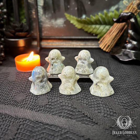Labradorite Baby Boo Ghost Carving for Samhain Fun