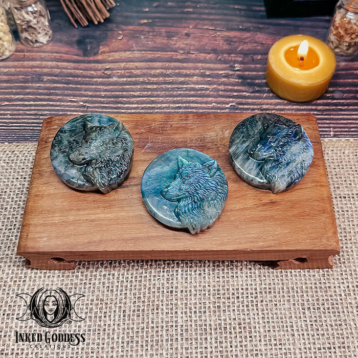 Labradorite Carved Wolf for Powerful Strength and Energy