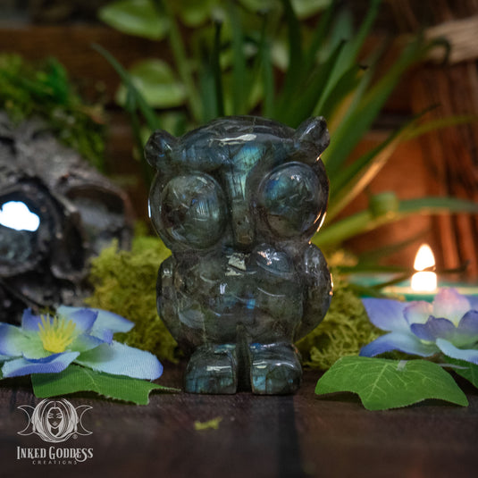 Labradorite Cutesy Owl for Psychic Wisdom