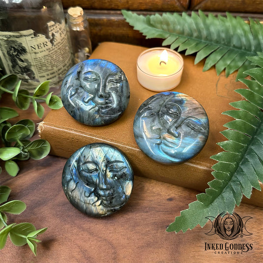 Labradorite Moon Face Coin for Major Life Transitions