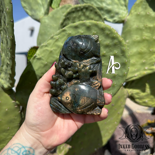 Labradorite Sea Life Scene for Deep Dive Psychic Rituals