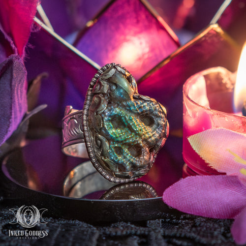 Labradorite Snake Tibetan Adjustable Ring for Intuition
