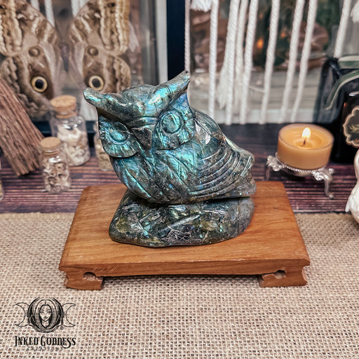 Labradorite Carved Owl for Powerful Wisdom