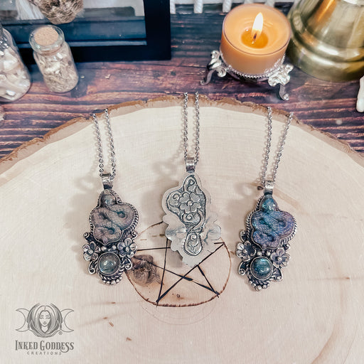 Labradorite Snake Tibetan Necklace for Powerful Magick
