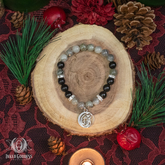 Labradorite & Tourmaline Wolf Bracelet for Trusting Your Instincts