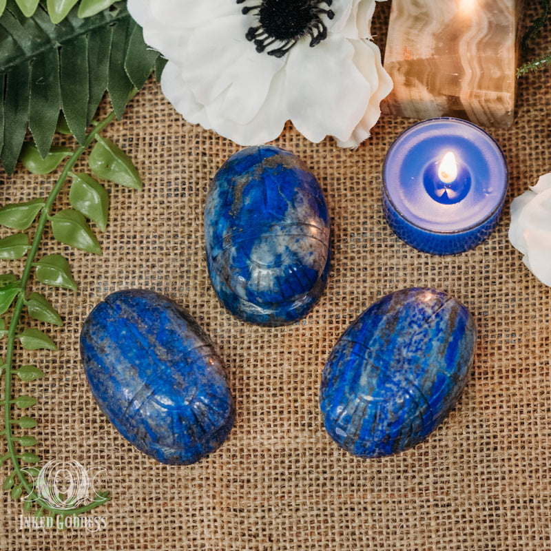 Load image into Gallery viewer, Lapis Lazuli Scarab for Egyptian Goddess Energy
