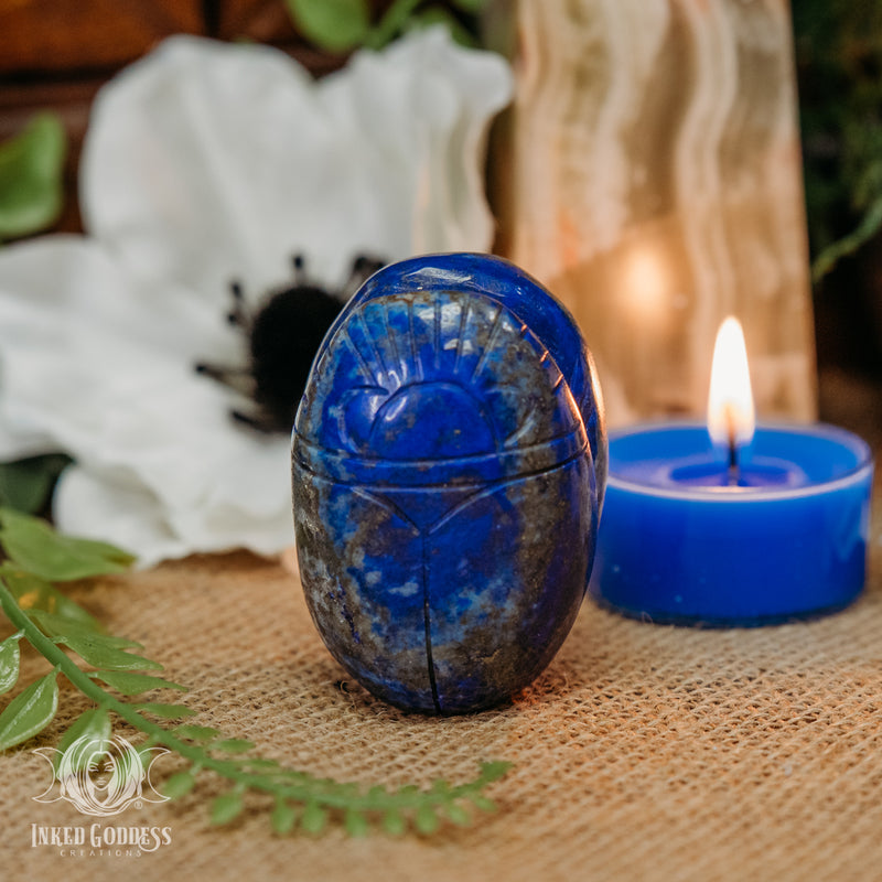 Load image into Gallery viewer, Lapis Lazuli Scarab for Egyptian Goddess Energy
