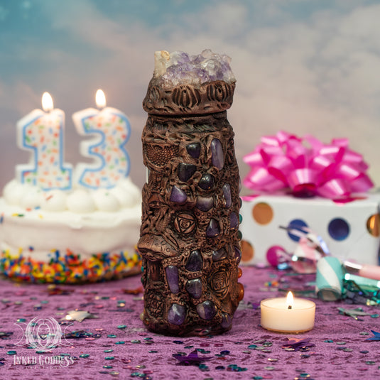 Large Amethyst Clay Handmade Glass Jar for Epic Spiritual Healing