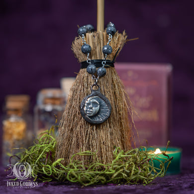 Larvikite Sun and Moon Necklace - Handmade by Morgan