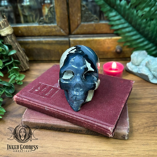 Lava Agate Skull - Misfit - Not UV Reactive