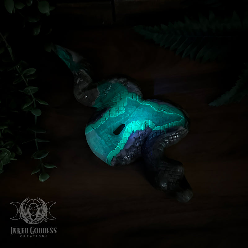 Load image into Gallery viewer, Lava Agate Snake Carving for Magickal Transformations
