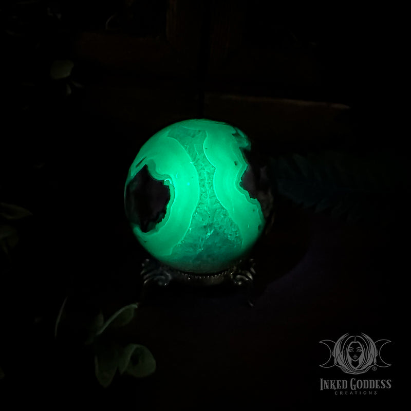 Load image into Gallery viewer, Lava Agate Sphere for Accessing Higher Spiritual Realms

