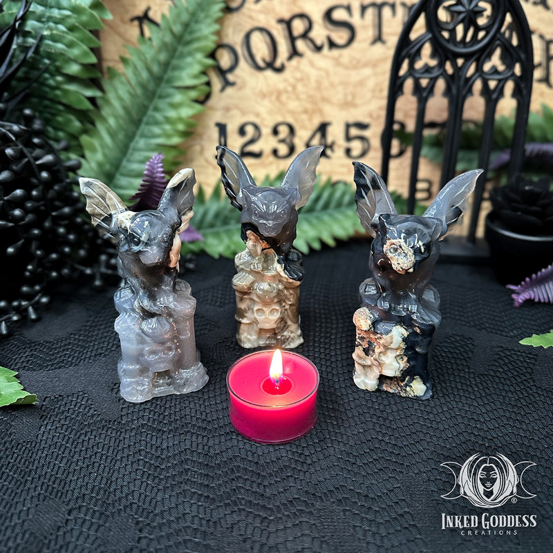 Load image into Gallery viewer, Lava Agate Gargoyle for Boundary Protection
