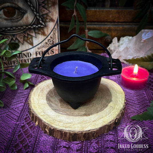 Lavender Cauldron Candle for Love, Healing, Sleep & Protection