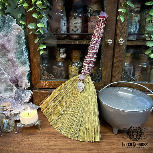 Lavender Jade Witch Besom for Energetic Spring Cleaning