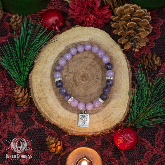 Lavender Jade and Lepidolite Book of Shadows Bracelet for Pure Magick