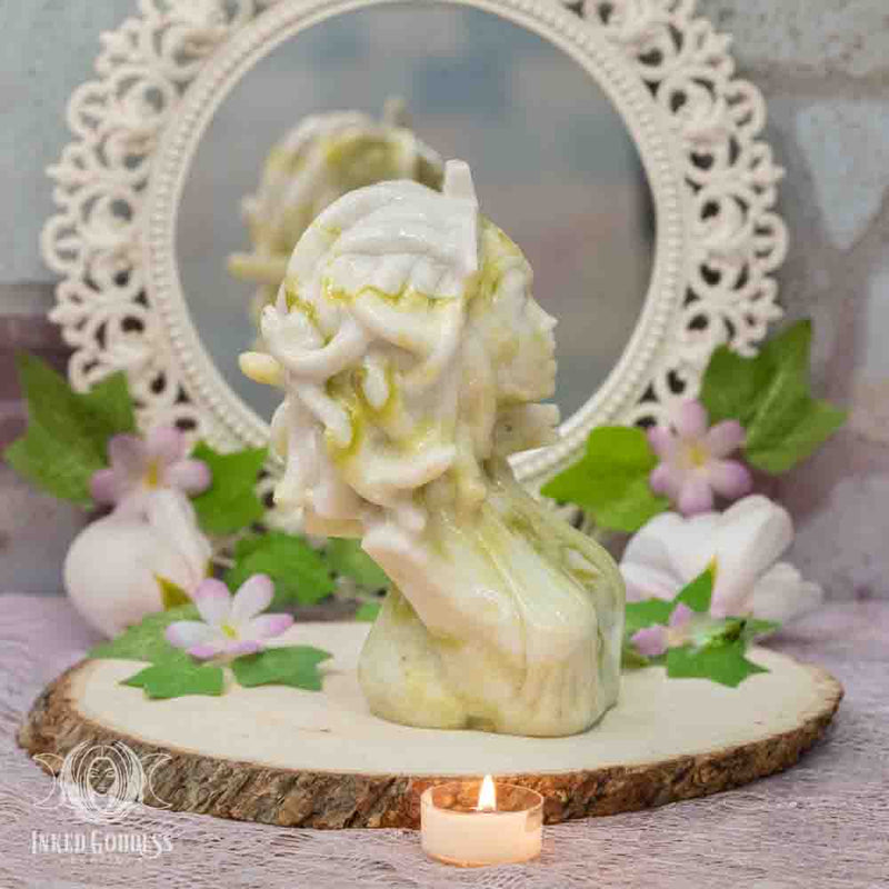Load image into Gallery viewer, Lemon Jade Medusa Bust for Fiery Reclamation of Your Power
