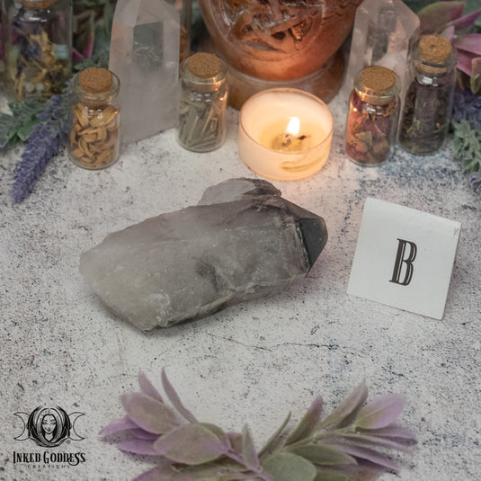 Lemurian Black Phantom Quartz Point for Unlocking Forbidden Knowledge