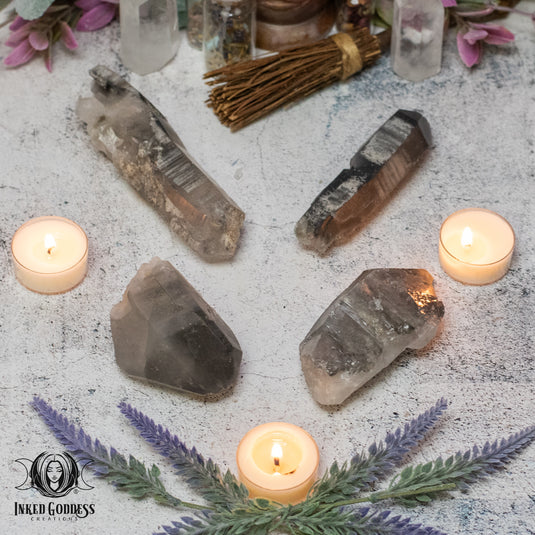 Lemurian Black Phantom Quartz Point for Unlocking Forbidden Knowledge