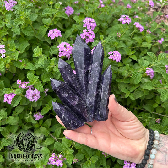 Lepidolite Carved Point Cluster for Stress Free Vibes