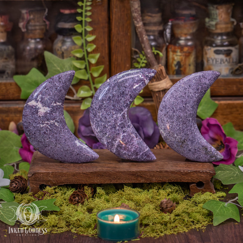 Load image into Gallery viewer, Lepidolite Crescent Moon for Third Eye Sight

