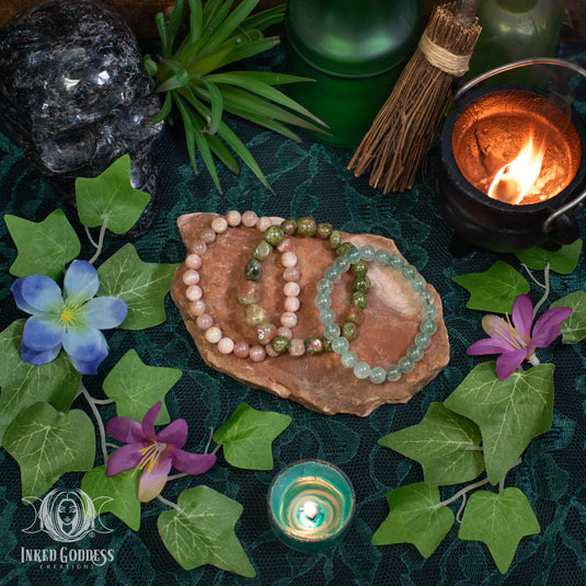 Litha Gemstone Bracelet Set for Rebirth and Heart-Centered Growth