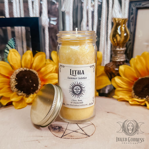 Litha Summer Solstice Jar Candle for Fiery Courage