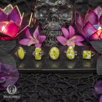 Lizardite Sterling Silver Ring for Guarding Against Evil