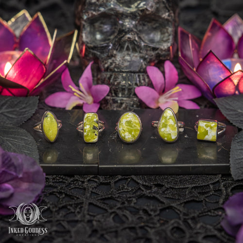 Lizardite Sterling Silver Ring for Guarding Against Evil