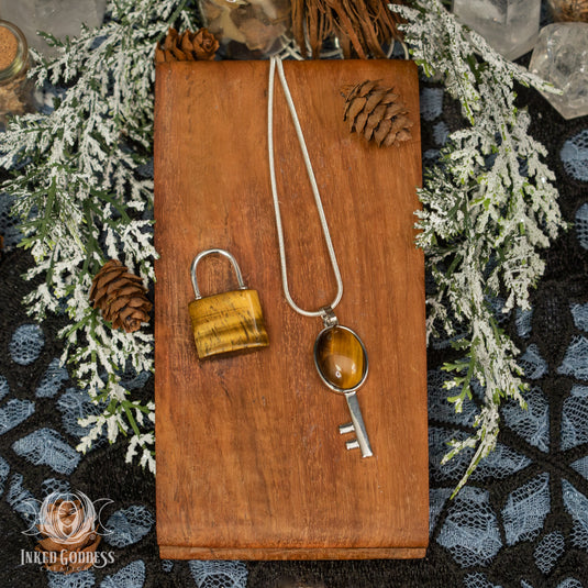 Lock and Key Mixed Gemstone Necklace for Locking In on Your Goals