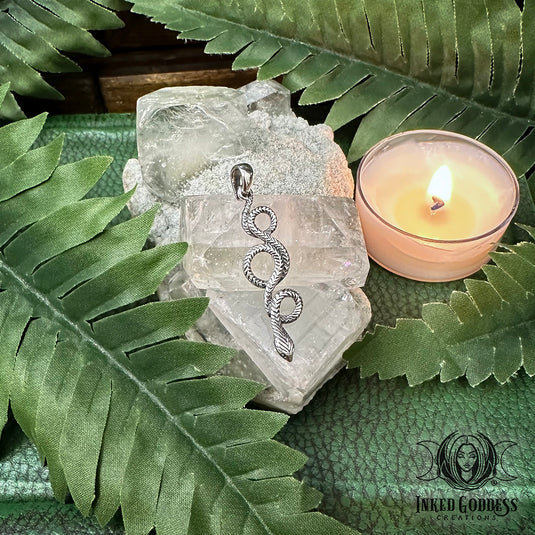 Long Snake Sterling Silver Pendant for Sexy, Mystical Energy