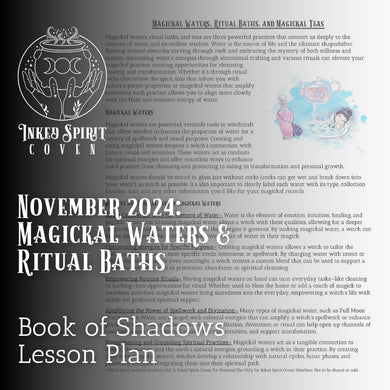 November 2024- Magickal Waters & Ritual Baths Book of Shadows Pages- Inked Spirit Coven 