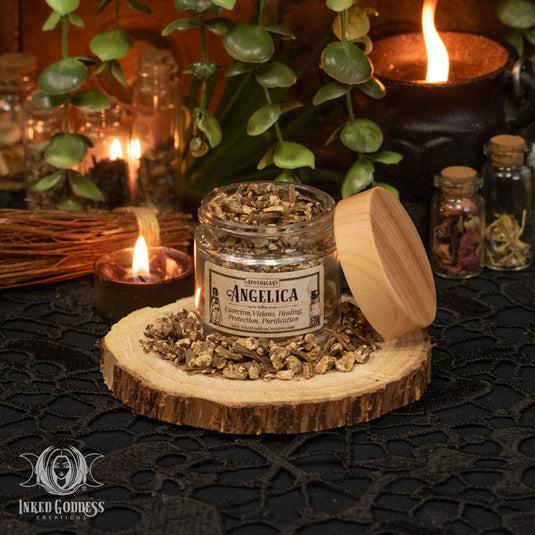 Magickal Herbs in Jar for Herbal Spell Casting