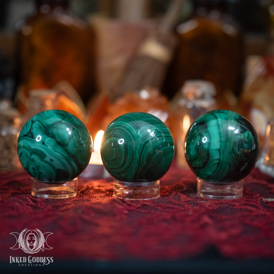 Malachite Polished Sphere for Energy Flow