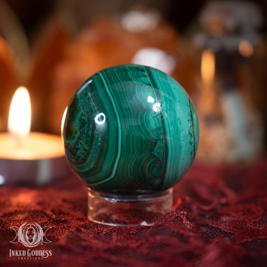 Malachite Polished Sphere for Energy Flow